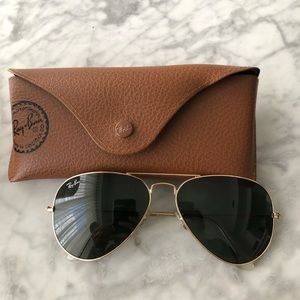 Brand New Ray Ban Large Aviators Green / Gold